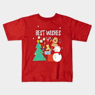 Best Wishes Christmas Party Reindeer Snowman Gifts Kids T-Shirt